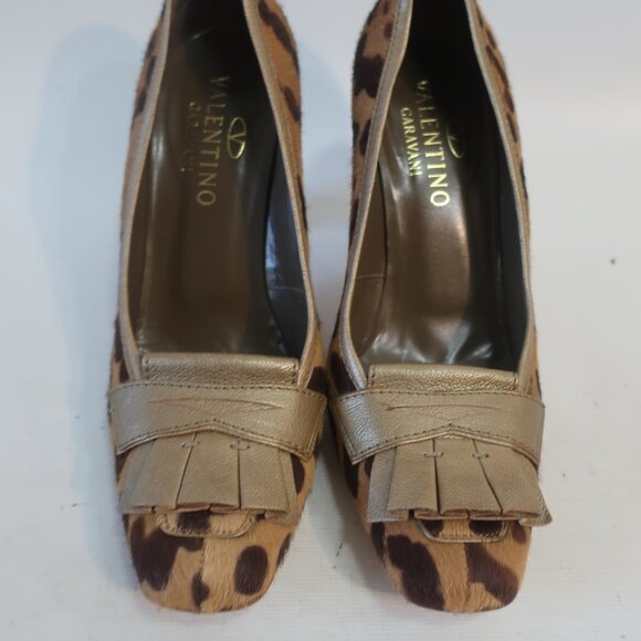 Authentic Valentino Garavani Brown Tan Pony Hair Animal Print Pumps 38.5 US/8.5 - Picture 5 of 12